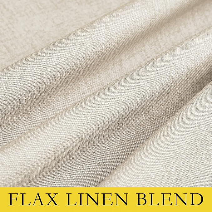NICETOWN 100% Absolutely Blackout Linen Curtains with Thermal Insulated White Liner, 52" W, 2 PCs, Beige, 95" Long Drapes Sweep The Floor Decorative Keep Privacy Panels for Living Room/Villa/Bedroom