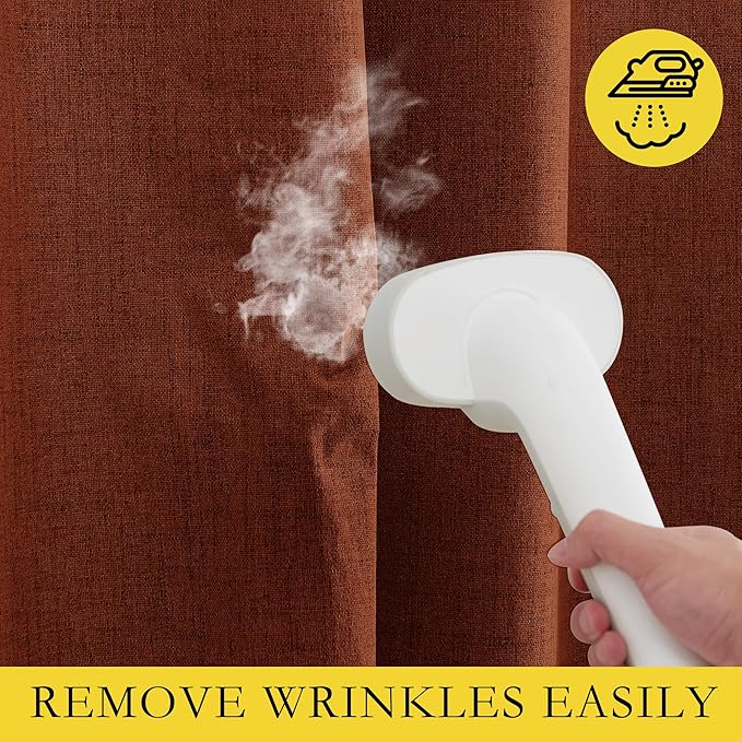 NICETOWN 100% Absolutely Blackout Linen Curtains with Thermal Insulated Liner, 62" Wide, 2 Panels, 120" Long Drapes, Grommet Retro Burnt Orange Linen Curtains Vertical Drapes Privacy for Bedroom