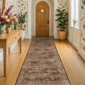 Hazo Haus Brown Neutral Boho Washable 3x12 Extra Long Hallway Runner Rug, Waterproof Large Kitchen Floor Rug Indoor, Non-Slip Stain & Fade Resistant, Vintage Dark Earthy Taupe Decor