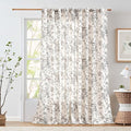 jinchan Linen Floral Curtains Extra Wide for Patio Sliding Glass Door Room Divider Curtain for Living Room 96 Inch Length Farmhouse Peony Black Printed Curtain Set 1 Panel