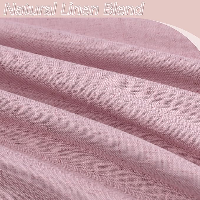 Guken 100% Blackout Curtains 84 Inch Length 2 Panels Set for Living Room Bedroom Back Tab Thermal Insulated Black Out Linen Drapes Room Darkening Rose,52x84