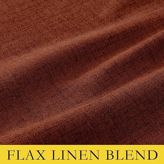NICETOWN 100% Absolutely Blackout Linen Curtains with Thermal Insulated Liner, 62" Wide, 2 Panels, 84" Long Drapes, Grommet Retro Burnt Orange Linen Curtains Vertical Drapes Privacy for Bedroom