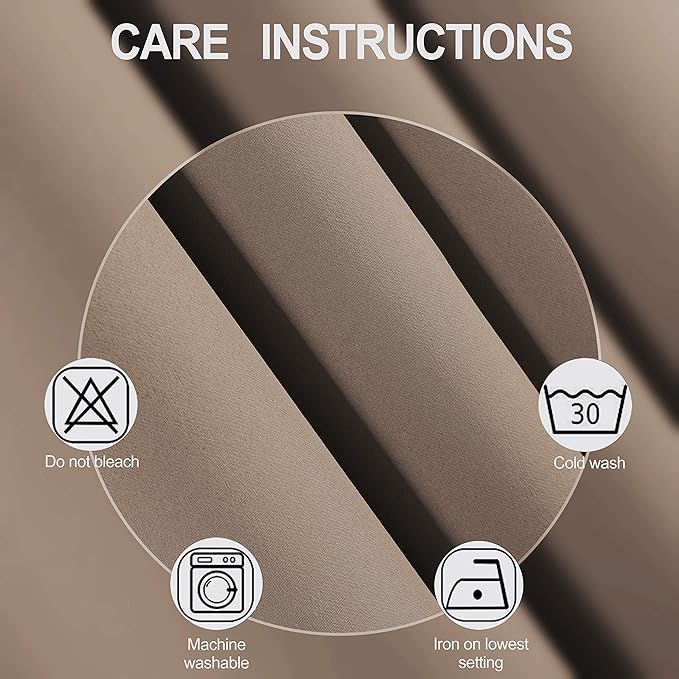 LEMOMO Cappuccino Blackout Curtains 52 x 63 Inch Length/Set of 2 Curtain Panels/Thermal Insulated Room Darkening Blackout Curtains for Bedroom