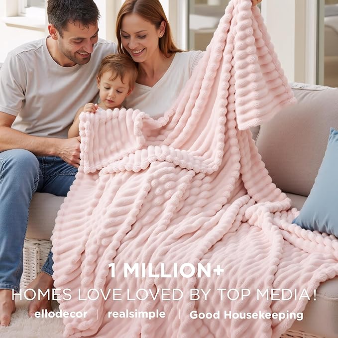 Bedsure GentleSoft Crystal Pink Throw Blanket for Couch - Cozy Soft Blankets for Women, Cute Small Throws for Girls, 50x70 Inches