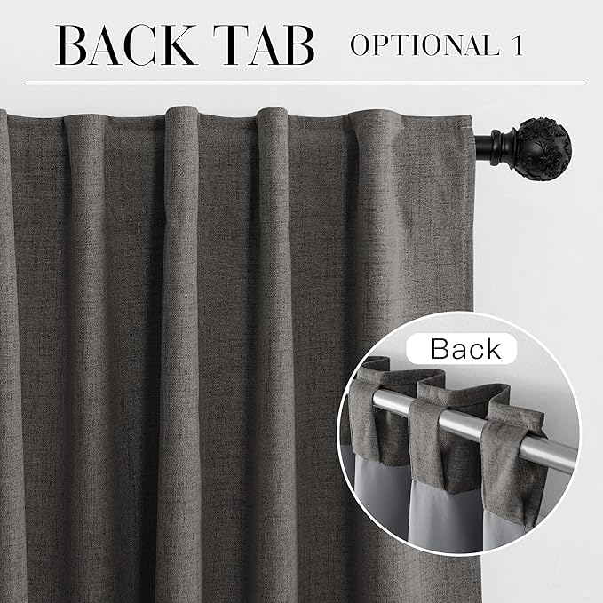 RYB HOME Grey 100% Blackout Short Curtains 52 Width 45 inch Length, Light Blocking & Thermal Insulated Curtains for Kitchen/Small Window/Bathroom/Basement, 2 Panels