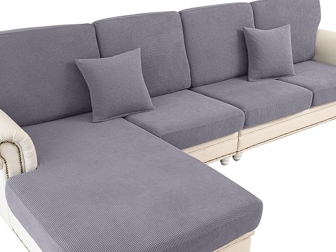 Couch Cushion Cover Loveseat Cover or 2 Seat Sofa Cover Washable Stretch Sectional Sofa Slipcover(1 Piece for Loveseat or Sofa 2-Seater, Light Grey)