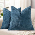 decorUhome Navy Blue Chenille Throw Pillow Covers 18x18 Set of 2 Textured Soft Cozy Slubby Couch Pillow Covers Modern Farmhouse Boho Decorative Pillow Cases for Bed Sofa Living Room
