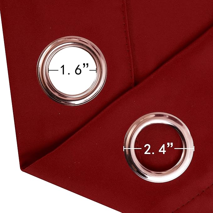 LEMOMO Red Thermal Blackout Curtains/52 x 72 Inch/Set of 2 Panels Room Darkening Curtains for Bedroom