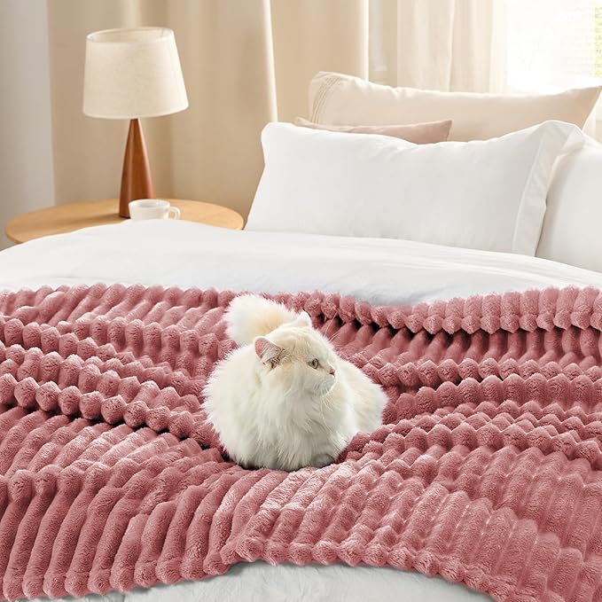 Bedsure GentleSoft Dusty Pink Fleece Blanket for Couch - Cozy Soft Blankets for Women, Cute Small Throws for Girls, 50x70 Inches