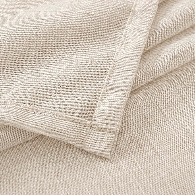 BGment Long Linen Curtains 102 Inch Length for Living Room, Oatmeal Window Drapes for Bedroom Farmhosue Decor with Rod Pocket Leightweight Rustic Country Textured, 2 Panels Set, Each 52 Inch Wide