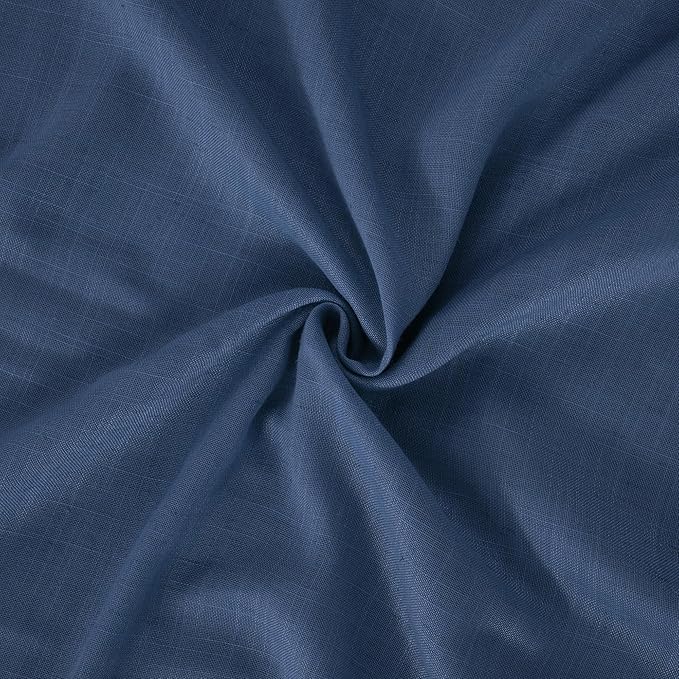 BGment Navy Blue Linen Curtains 84 Inch Length for Living Room, Semi Sheer Window Drapes Light Filtering for Bedroom Dining Decorative with Rod Pocket Lightweight, 2 Panels Set, Each 52 Inch Wide