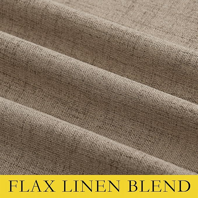 NICETOWN Burlap Vintage Open Linen Weave Flax Thermal Curtains, 100% Blackout Curtains 102" Long for Dining Room, Soundproof Window Treatment Drapes for Hall Room, 52" Wide Per Panel, Set of 2