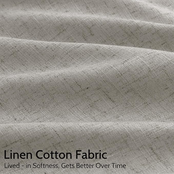 Silver Grey Linen Back Tab Curtains 84 Inch Length for Bedroom Neutral Modern Farmhouse Window Privacy Semi Sheer Linen Drapes Rustic Pinch Pleated Look Curtain for Living Room 52x84,2 Panel