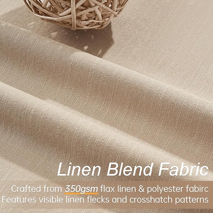 Topfinel Light Taupe Blackout Textured 90 Inch Long Linen Blend Curtain Draperies Pinch Pleat Back Tab with Hooks Energy Saving Thermal Insulated Curtains for Living Room (2 Panels,W 52 x L 90 Inch)