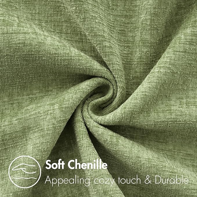 MIULEE Pack of 2 Couch Throw Pillow Covers 18x18 Inch Spring Soft Sage Green Chenille Pillow Covers for Sofa Living Room Solid Dyed Pillow Cases