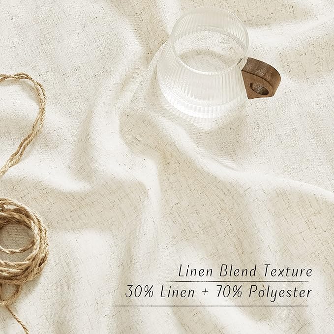 NICETOWN Textured Linen Sheer 108 inch Curtains, Grommet Privacy Translucent with Light Filter Thick Flax Sheer Drapes for Bedroom Porch/Patio, Natural, W42 x L108, 2 Panels