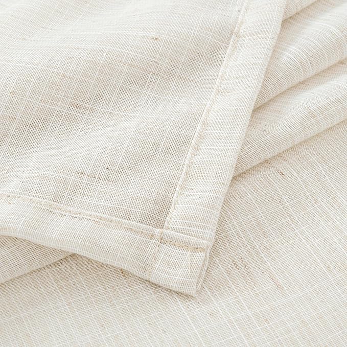 BGment Short Linen Curtains 54 Inch Length for Living Room - Rod Pocket Light Filtering Drapes Semi Sheer Textured for Bedroom Country Decorative Lightweight Natural Rustic, 2 Panels Set, 42 X 54 Inch