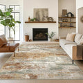 BEIMO Area Rugs 10x14 for Living Room Bedroom, Modern Abstract Machine Washable Rug, Large Soft Low Pile Floor Cover with Non Slip Backing for Dining Room, Orange Green
