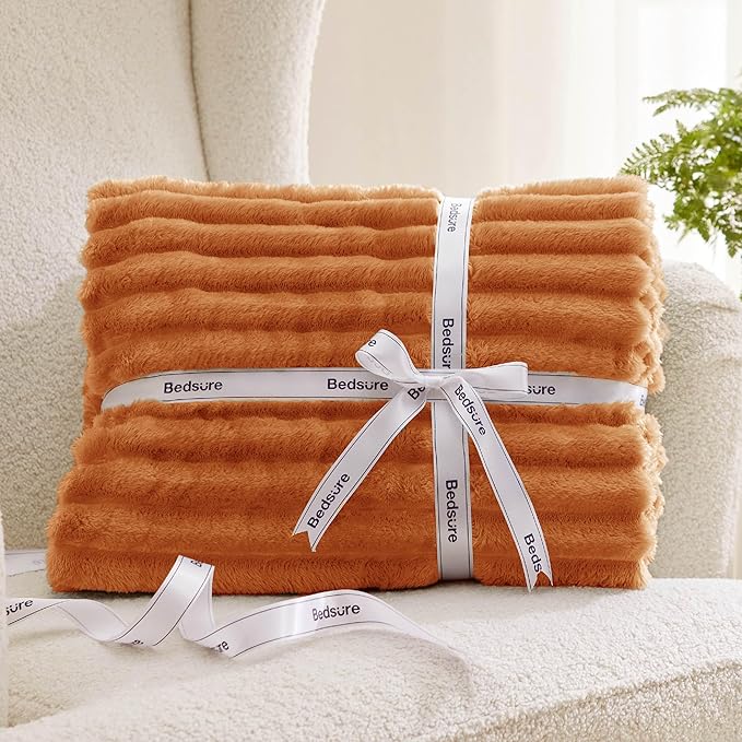 Bedsure GentleSoft Orange Full Blanket for Couch - Cozy Soft Fall Blankets for Women, Cute Small Fleece Throws for Girls, Birthday Gifts for Women, 84x90 Inches