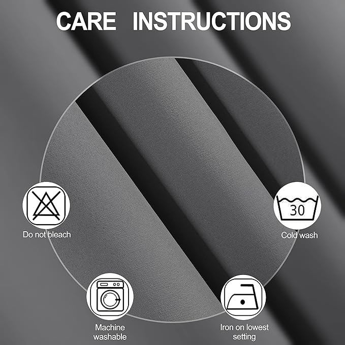 LEMOMO Grey Blackout Curtains/52 x 72 Inch/Set of 2 Panels Thermal Insulated Room Darkening Curtains for Bedroom