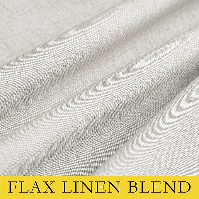 NICETOWN Extra Long Linen 100% Blackout Curtains 108 inches Length 2 Panels Set with Thermal Insulated Liners, Ivory, 62" Width, Farmhouse Style Window Draperies for Patio Sliding Glass Door