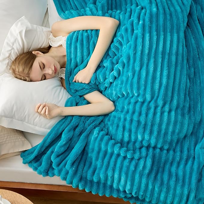 Bedsure GentleSoft Teal Fleece Blanket for Couch - Cozy Soft Blankets for Women, Cute Small Throws for Girls, 90x90 Inches