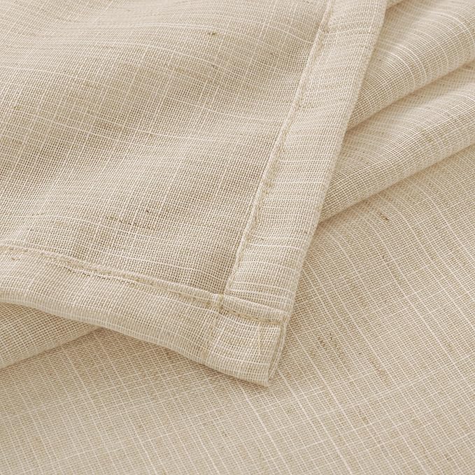 BGment Natural Linen Curtains 90 Inches Long for Living Room, Semi Sheer Window Drapes Lightweight Rustic Country Textured for Farmhouse Bedroom Decor with Rod Pocket, 2 Panels Set, Each 52 Inch Wide