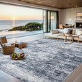 Area Rugs 10x12 Living Room - Washable Rug Modern Abstract Soft Large Neutral Non-Slip Carpet Indoor Floor Thin Carpets for Bedroom Dining Room Farmhouse Nursery Home Office Grey Blue