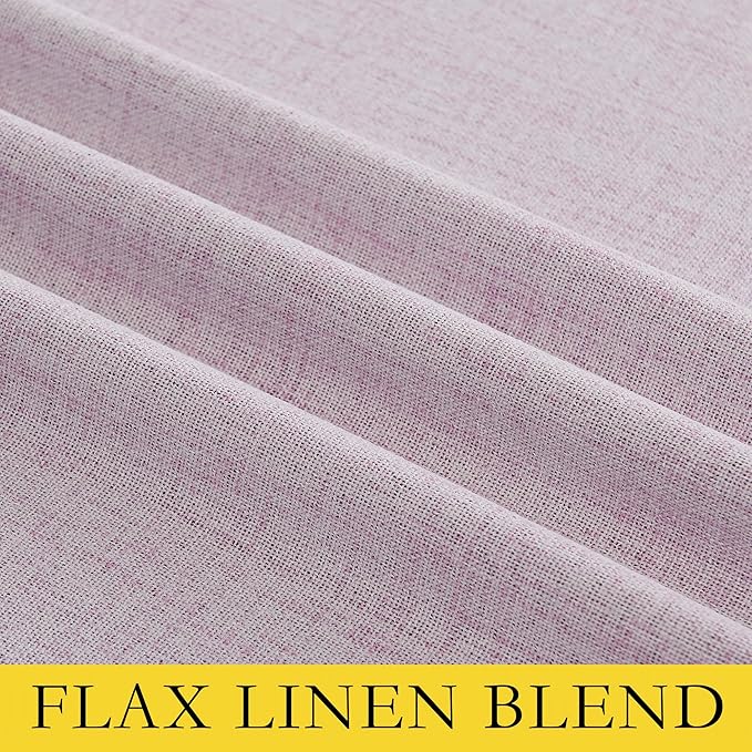 NICETOWN Pink Vintage Linen 100% Blackout Curtains for Living Room, Thermal Insulated Curtains 72" Long, Noise Reducing Window Treatment Drapes for Hall Room, 52" Wide Per Panel, Set of 2