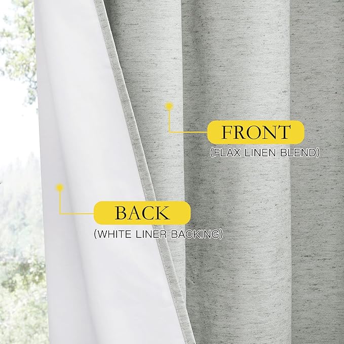 NICETOWN Grey Noise and Lights Block Out Curtains, 2 Panels, 34-inch W by 80-inch L, Thermal Insulated 100% Blackout 2-Layer Lined Drapes, Noise Cancellation Window Draperies for Dining Room