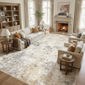 UERMEI 12x15 Area Rug Living Room Rugs - Washable Neutral Modern Abstract Soft Thin Large Rug Indoor Floor No Slip Rug Carpet for Bedroom Under Dining Table Home Office Decor - Golden Grey