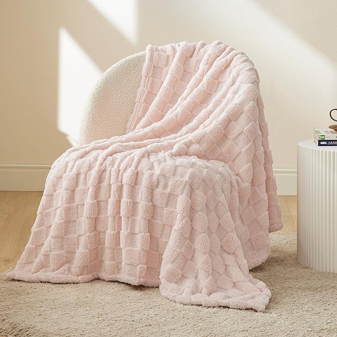 Bedsure GentleSoft Light Pink Throw Blanket for Couch - Super Soft Cozy Blankets Gifts for Kids Girls, Cute Small Fleece Throws for Bedroom Home Decor, 50x70 Inches