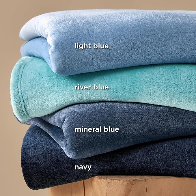 Bedsure GentleSoft Fleece Bed Blankets Queen Size Light Blue - Soft Lightweight Plush Fuzzy Cozy Luxury Blanket Microfiber, 90x90 inches