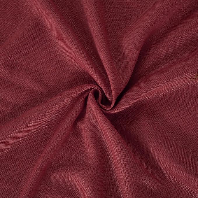 BGment Long Linen Semi Sheer Curtains 102 Inch Length for Living Room, Burgundy Lightweight Window Drapes for Bedroom with Rod Pocket Rustic Textured, 2 Panels Set, Each 52 Inch Wide