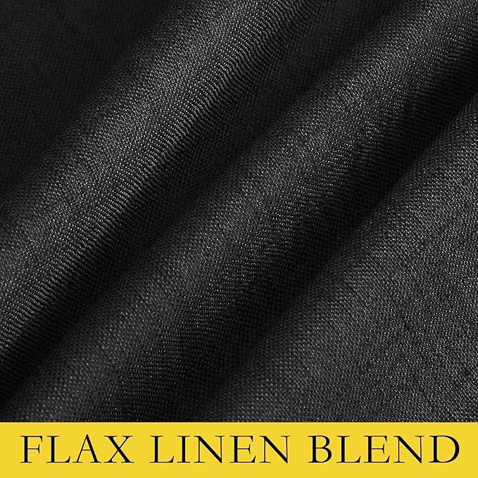 NICETOWN Black Out Linen Curtains, Complete Blackout Shades for Large Window Door, 100% Blackout Window Curtain Panels with White Lined, 62 inches Width Each Panel, 108 inches Length, 2 Pieces