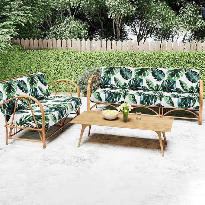 Smiry Printed Couch Cushion Covers, Stretch Soft Couch Covers for Sofa, Washable Non-Slip Sofa Slipcover Furniture Protector for Indoor and Outdoor (1 Pack, Green)