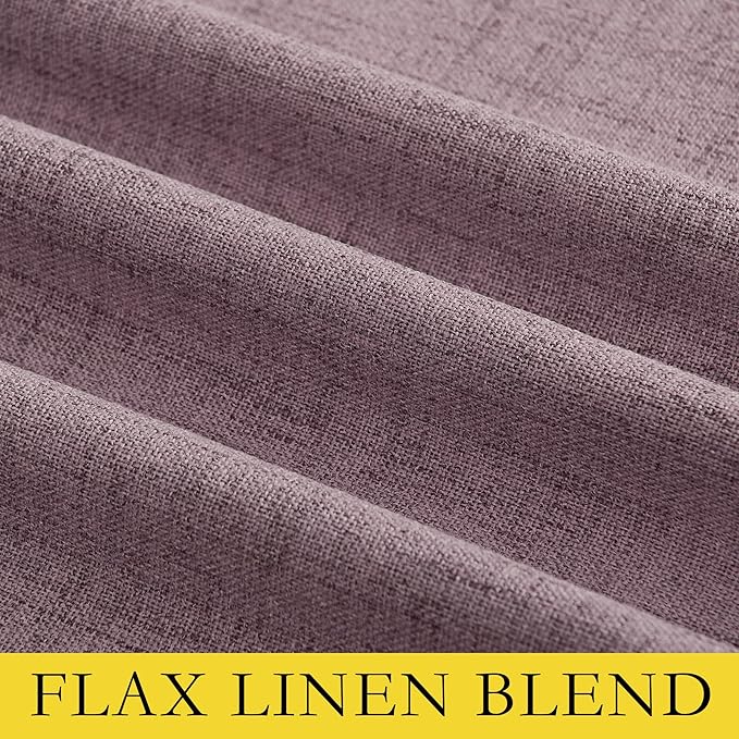 NICETOWN Chaise Mauve Vintage Linen 100% Blackout Curtains for Living Room, Thermal Insulated Curtains 63" Long, Noise Reducing Window Treatment Drapes for Hall Room, 52" Wide Per Panel, Set of 2