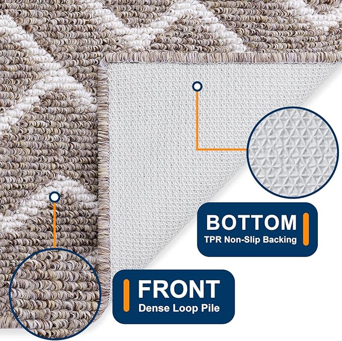 OLANLY Front Door Mat, Non-Slip Rubber Backing, Dirt Resistant and Absorbent, Washable, Easy to Clean Low-Profile Indoor Doormat for Back Door, Entryway, Inside Entrance, 40x32, Khaki