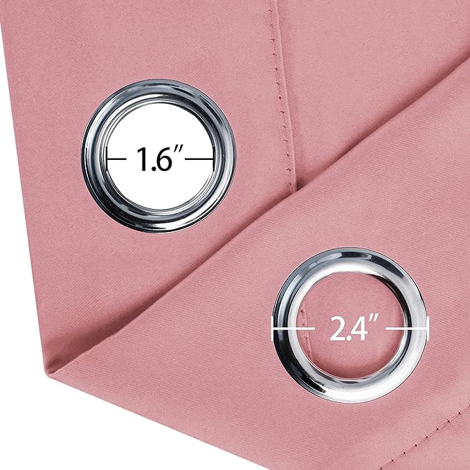 LEMOMO Pink Blackout Curtains/52 x 45 Inch Length Kids Curtains/Set of 2 Panels Grommet Bedroom Curtains for Living Room Curtains
