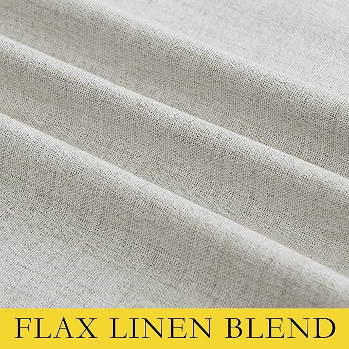 NICETOWN Snowbound Vintage Linen 100% Blackout Curtains for Living Room, Thermal Insulated Curtains 95“ Long, Noise Reducing Window Treatment Drapes for Home Office, 62" Wide Per Panel, Set of 2