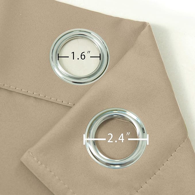 LEMOMO Beige Blackout Curtains/52 x 108 Inch/Set of 2 Panels Room Darkening Curtains for Bedroom
