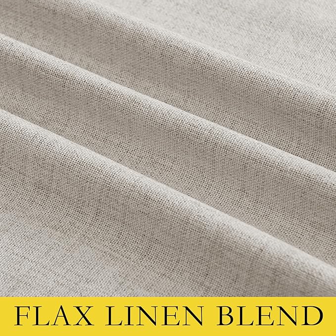 NICETOWN Brich Vintage Open Linen Weave Flax Thermal Curtains, 100% Blackout Curtains 45" Long for Dining Room, Soundproof Window Treatment Drapes for Kitchen, 42" Wide Per Panel, Set of 2