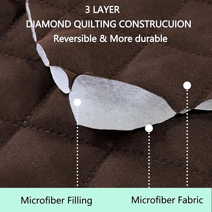 Reversible Oversized Sofa Covers Couch Cover Furniture Protector for Dogs Elastic Straps Water Resistant(XLSofa,Chocolate/Beige)