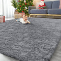 OLANLY 7x8 Machine Washable Large Area Rugs for Living Room, Bedroom, Soft Fluffy Shaggy Bedside Rug, Indoor Floor Carpet for Kids Girls and Boys, Dorms, Nursery, Home Decor Aesthetic, Light Grey