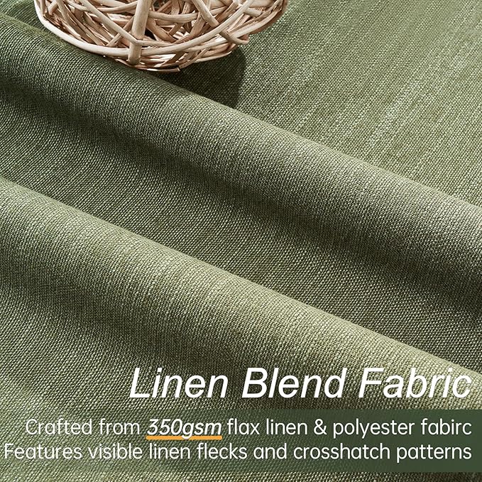 Olive Green Curtains 120 Inch Long 2 Panels Set for Living Room Bedroom Large Window Extra Long Back Tab Rod Pocket Pleated Light Blocking Saving Energy Thermal Insulated 100% Blackout Drapes