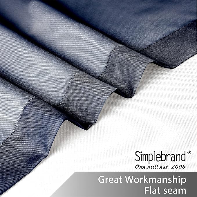 Simplebrand Navy Short Sheer Curtains 45 Inch Length for Small Windows, Rod Pocket 2 Panels Set Solid Voile Drapes Window Sheer Curtains for Bedroom Bathroom Kids Room Kitchen, 42x45 Inch, Navy