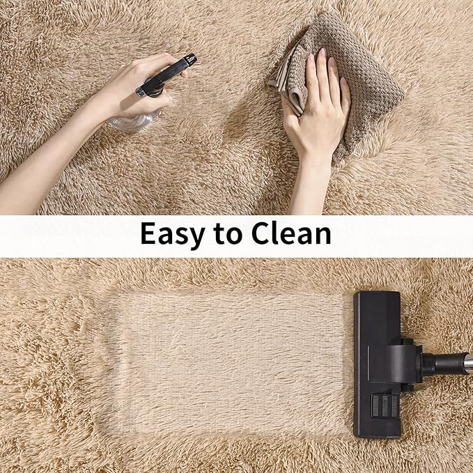 Soft Runner Rugs for Bedroom Hallways, 2 Packs 2x6 Beige Fluffy Shag Throw Area Rug Non Slip for Bedside Dorm, Long Shaggy Furry Carpet for Nursery Living Room