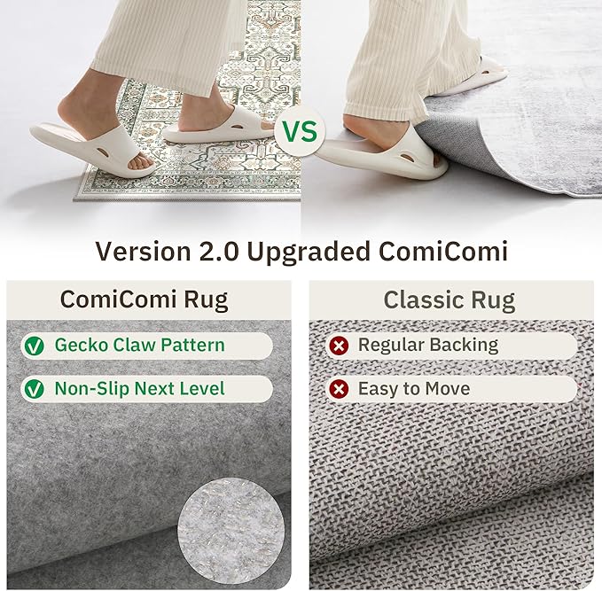 Hallway Washable Runner Rug 2x12 - Non Slip Vintage Kitchen Runner Rugs for Entryway Low-Pile Waterproof Long Runners for Living Room Bedroom Medallion Indoor Floor Mat for Bathroom Laundry Green