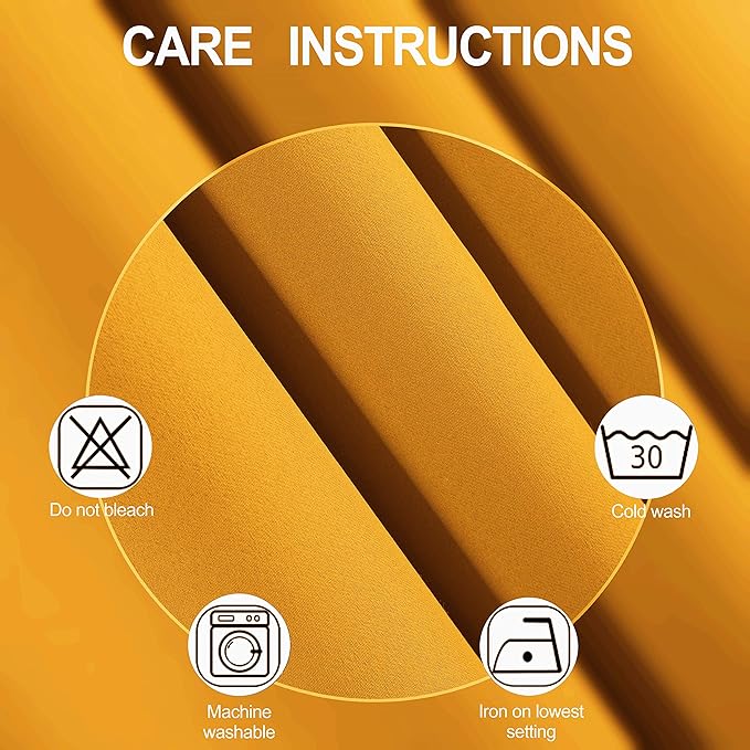 LEMOMO Yellow Thermal Blackout Curtains/52 x 84 Inch/Set of 2 Panels Room Darkening Curtains