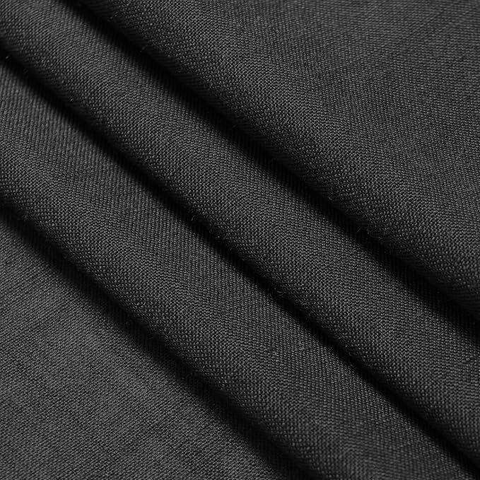 Nanspring Black Semi Sheer Linen Curtains 84 inch Length for Living Room Back Tab Rod Pocket Modern Farmhouse Coastal Decor Black Cotton Textured Gauze Curtains for Dining Room Office 38x84